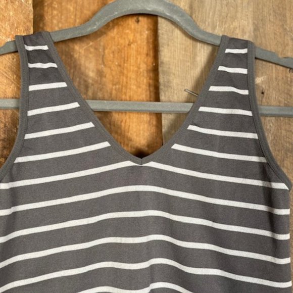 Soho Apparel Grey and White Stipe Tank Top - Picture 9 of 12